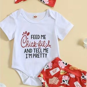 A onesie that has a Chick - fil - A saying on it.